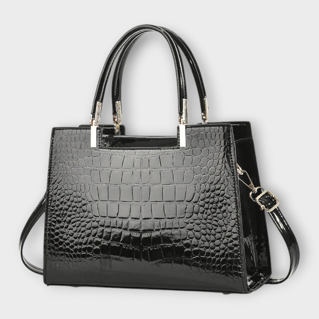 Olivia - Borsa a mano con stampa coccodrillo lucida