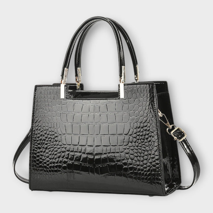 Olivia - Borsa a mano con stampa coccodrillo lucida