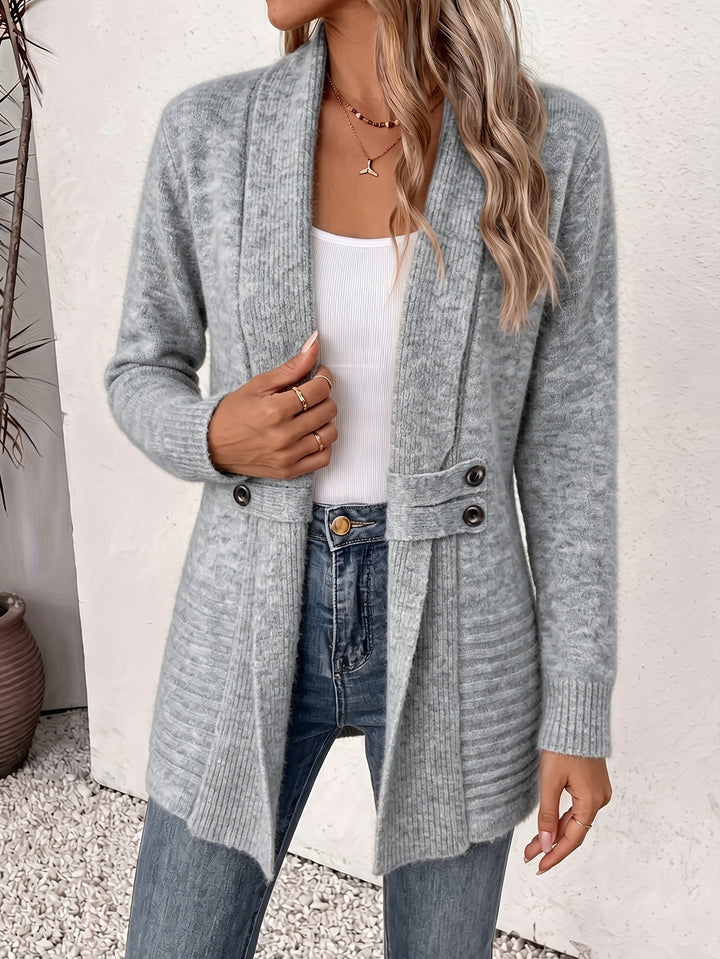 Ingrid | Élégant cardigan pour femme - Ouverture frontale & taille cintrée