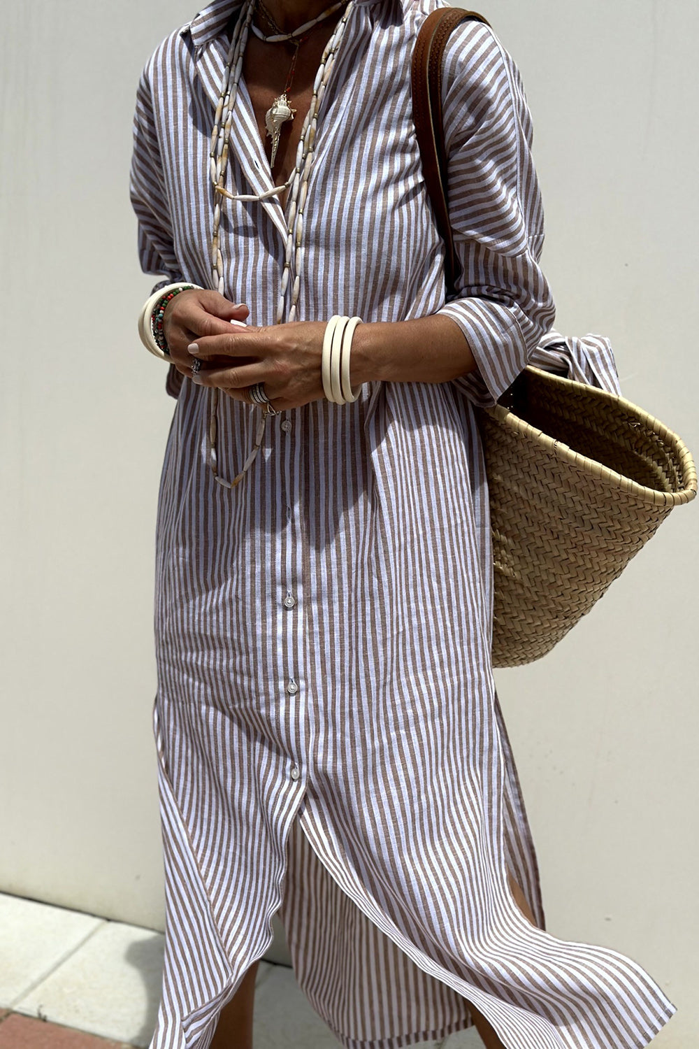 Sophia | Robe chemisier rayée intemporelle au confort élégant
