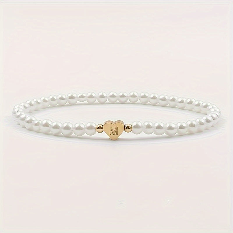 Elegante bracciale con iniziale a forma di cuore (A-Z)