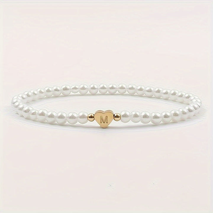 Elegante bracciale con iniziale a forma di cuore (A-Z)