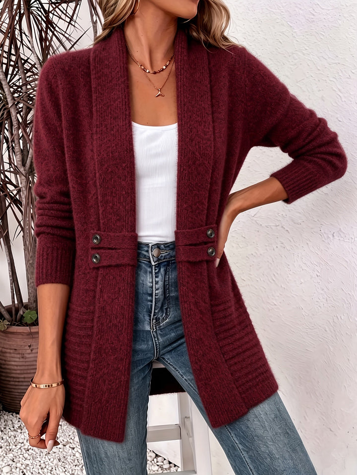 Ingrid | Élégant cardigan pour femme - Ouverture frontale & taille cintrée