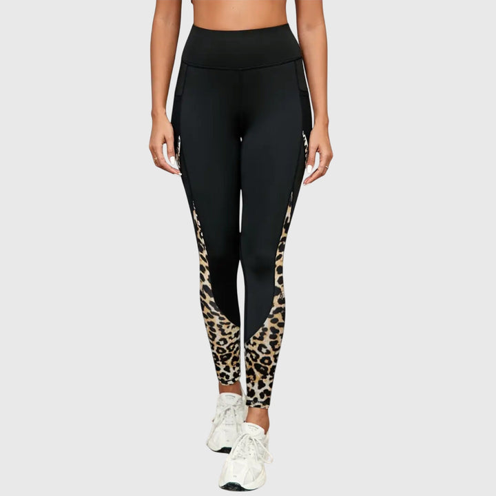 Pantaloni da allenamento a vita alta con stampa leopardata