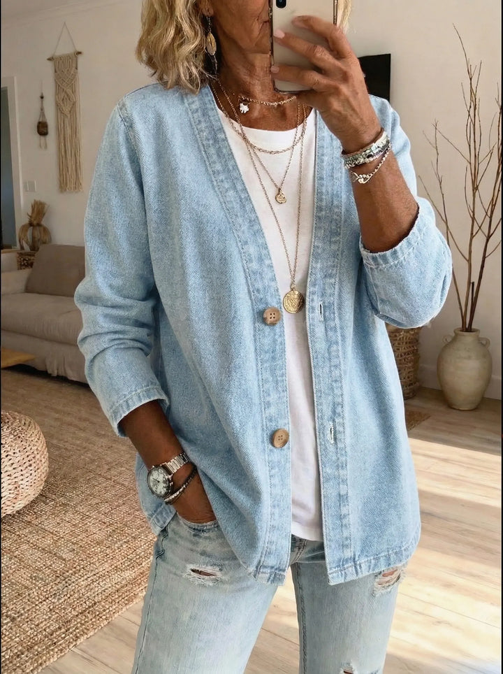 Dariah - Cappotto con bottoni in denim