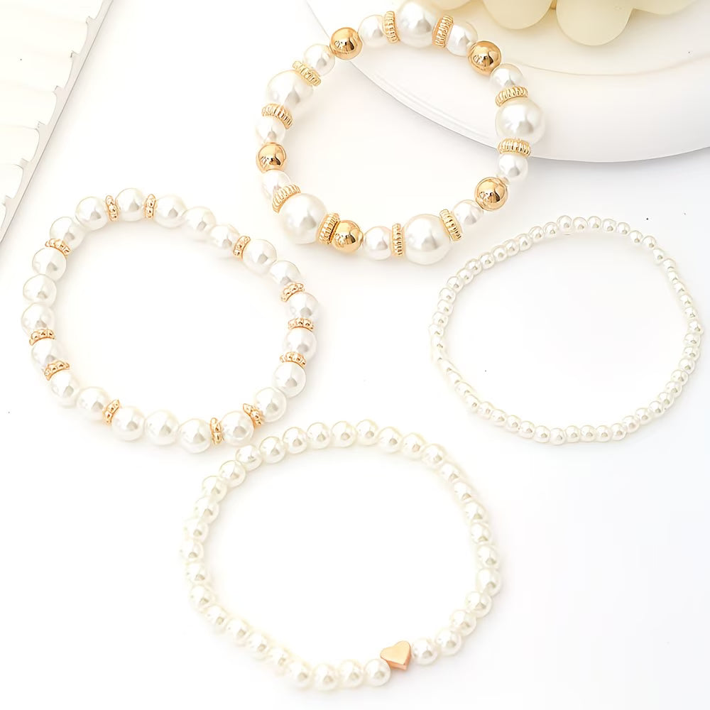 Set di bracciali di perline impilabili da 4