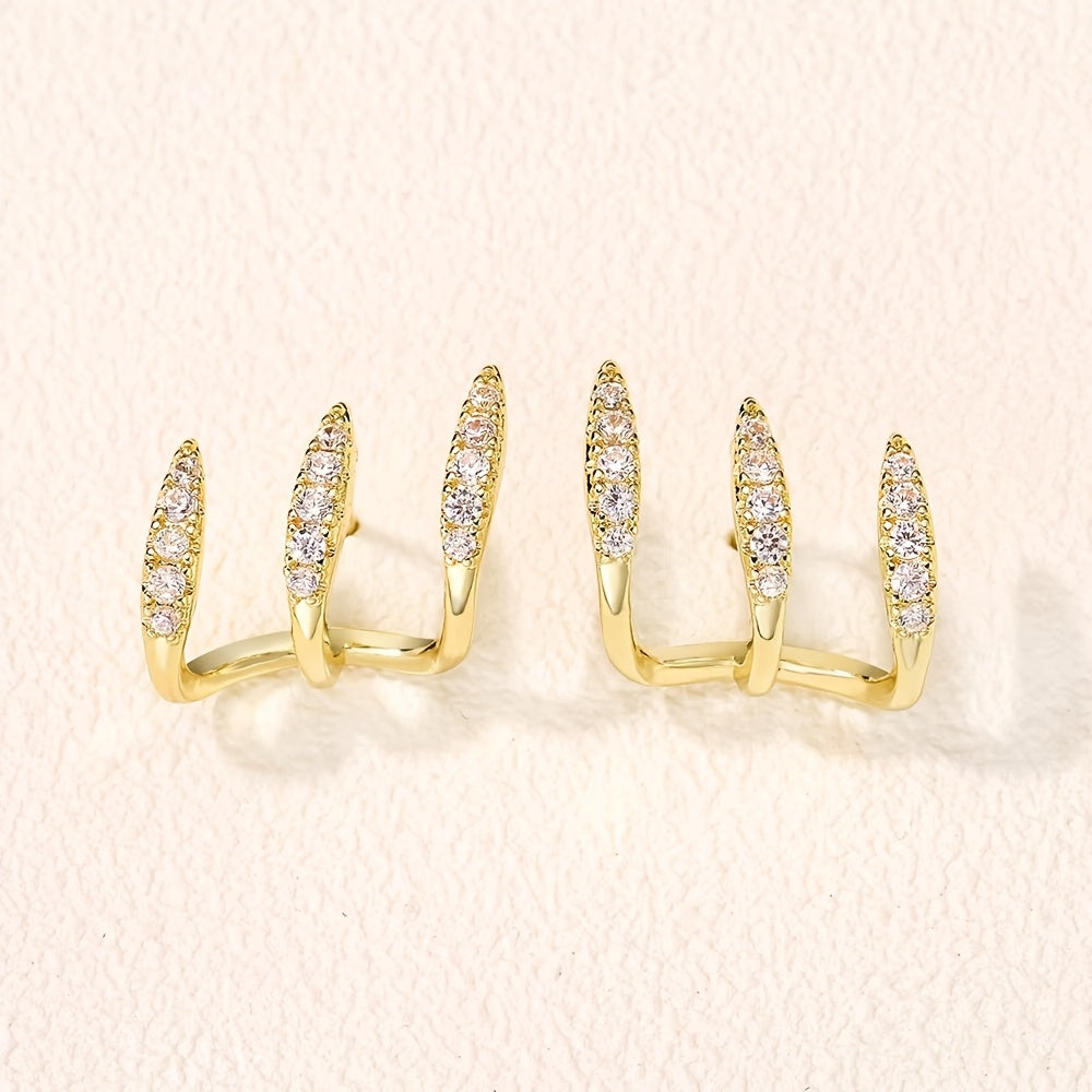 Elegante Ohrringe mit drei Krappen und Strass