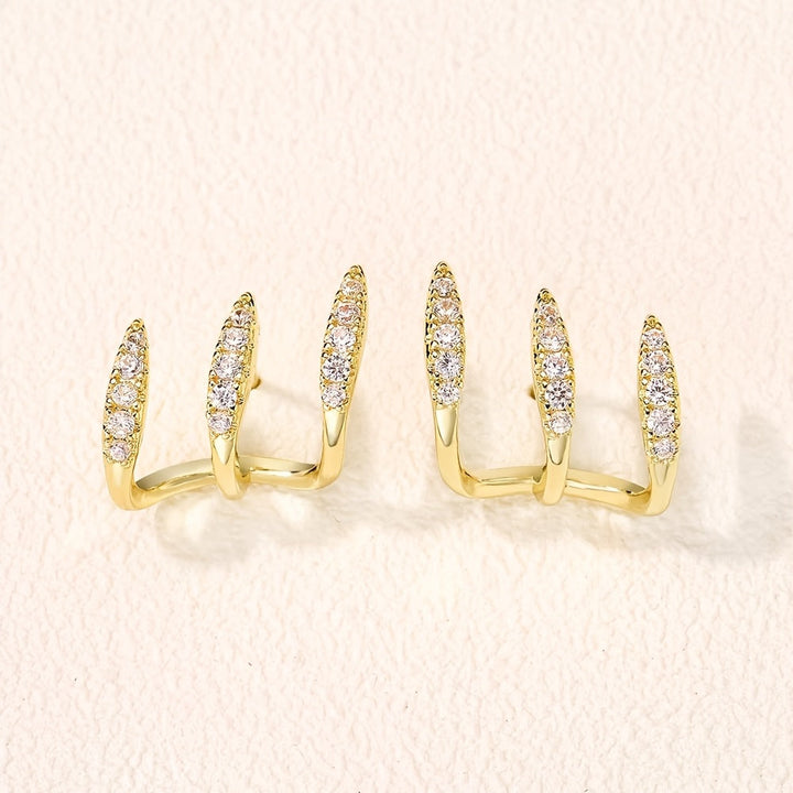 Elegante Ohrringe mit drei Krappen und Strass