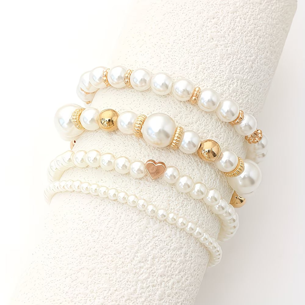 Set di bracciali di perline impilabili da 4