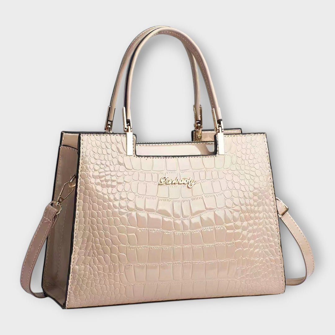 Olivia - Borsa a mano con stampa coccodrillo lucida