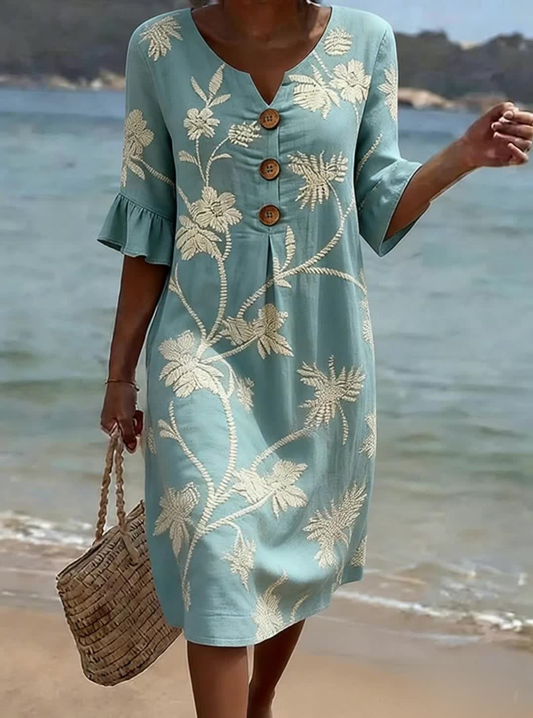 Robe décontractée pour femme à motif floral