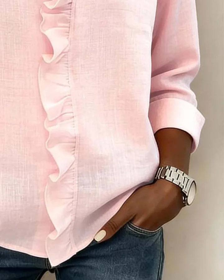 Indie | Blouse à volants, col V et manches longues
