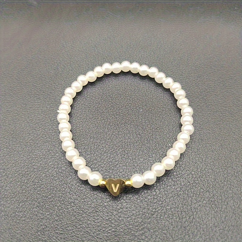 Elegante bracciale con iniziale a forma di cuore (A-Z)