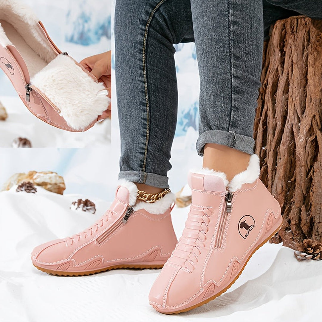Frieda | Damen Gefütterte Ankle Boots Kunstleder Reißverschluss Winterstiefeletten