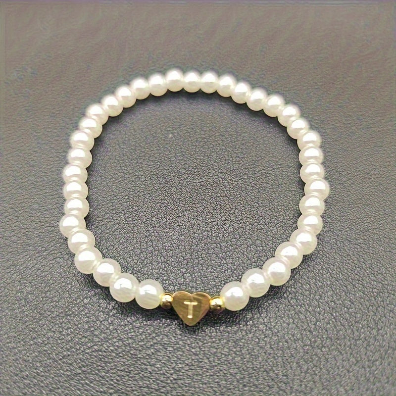 Elegante bracciale con iniziale a forma di cuore (A-Z)