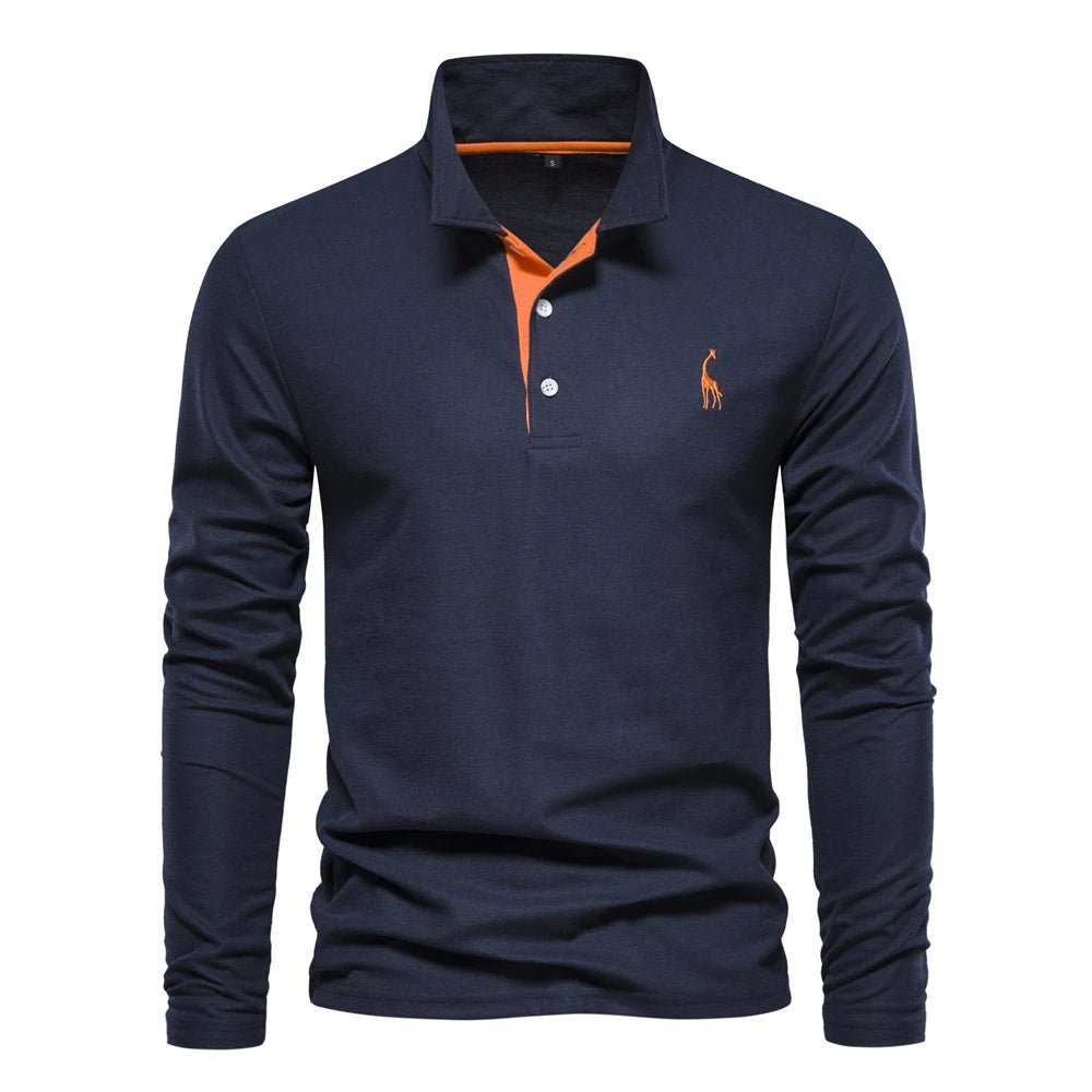 Lässiges langärmeliges Poloshirt