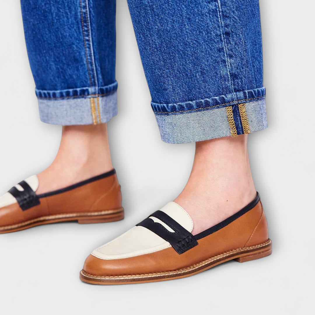 Oceane – Brauner Loafer mit runder Zehenpartie und Farbblockdesign
