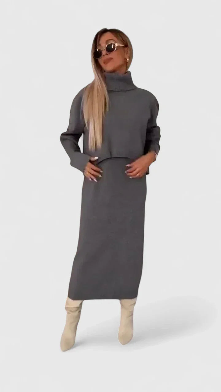 Chrystahl | Ensemble robe élégante et col roulé