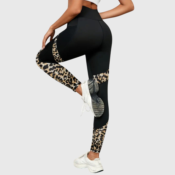Pantaloni da allenamento a vita alta con stampa leopardata