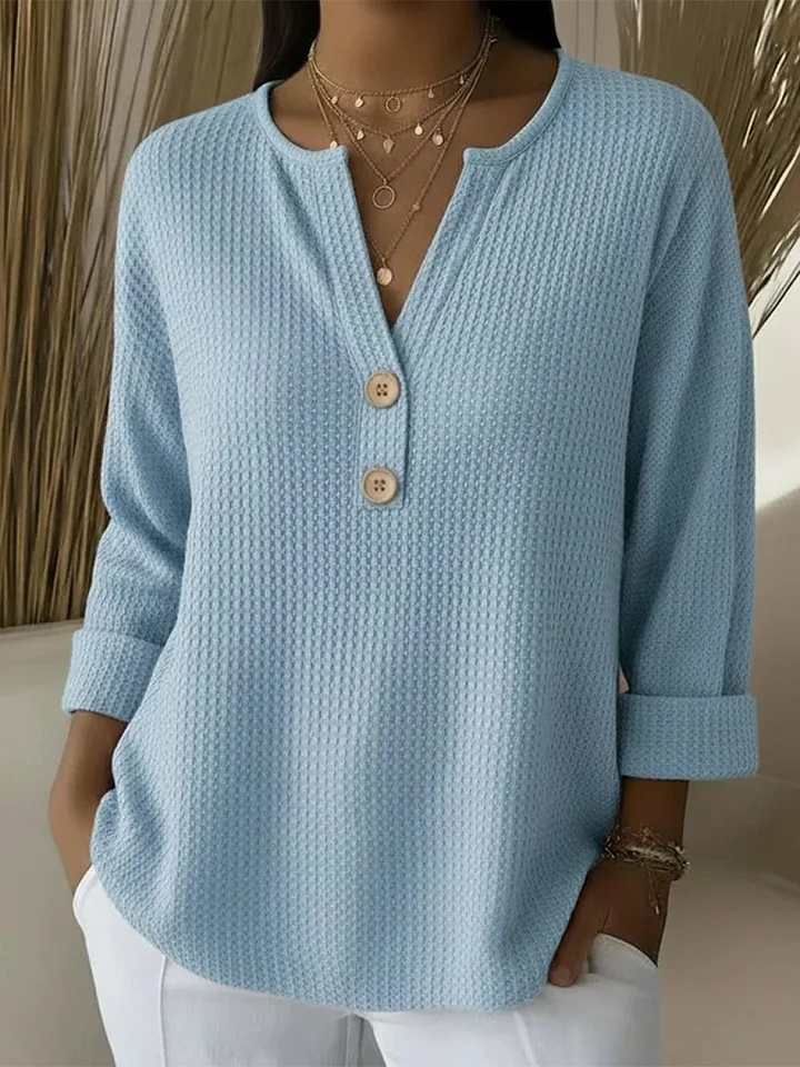Lucía | Maglia Henley a nido d'ape con bottoni