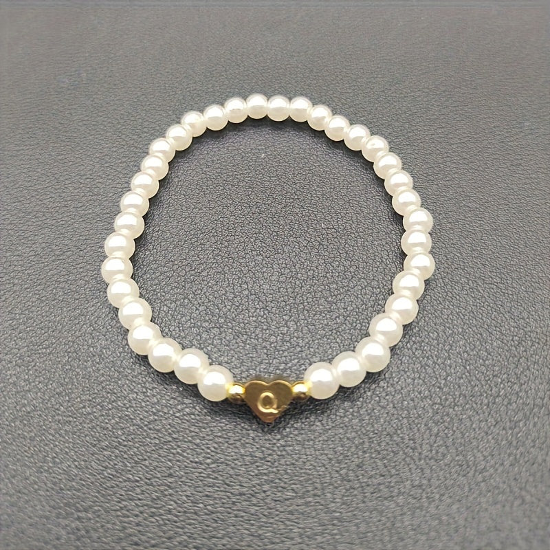 Elegante bracciale con iniziale a forma di cuore (A-Z)