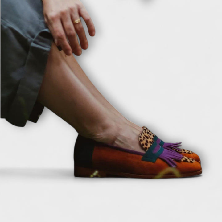 Fallon – Mocassini marroni con stampa leopardata