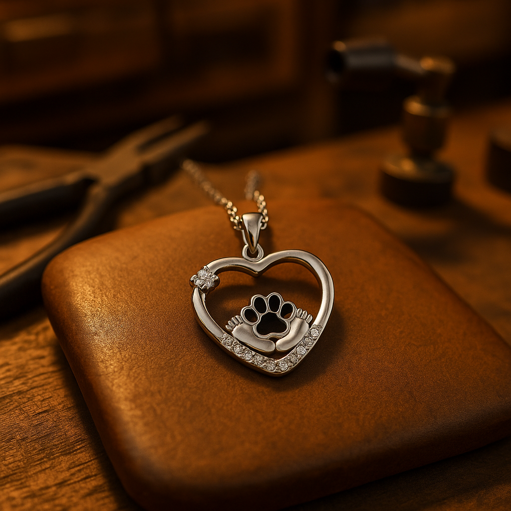 Collier avec pendentif patte et zircone