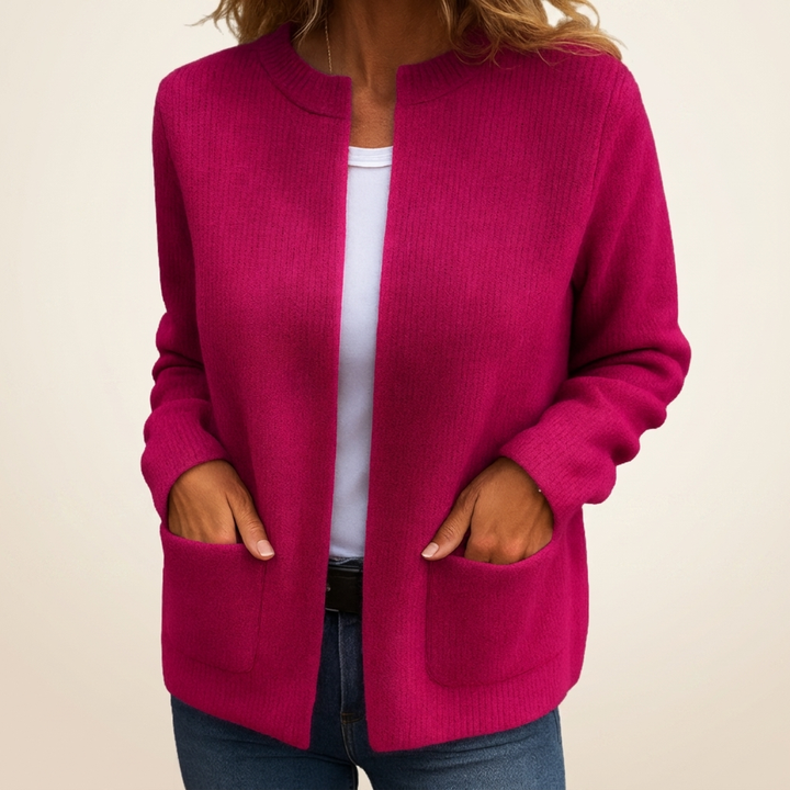 Monika - Cardigan in maglia morbida con zip frontale