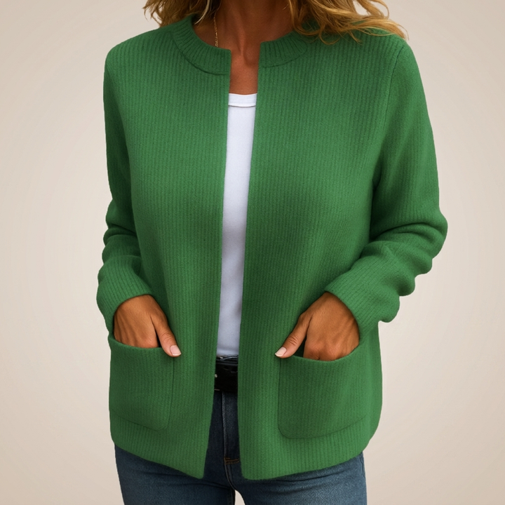 Monika - Cardigan in maglia morbida con zip frontale