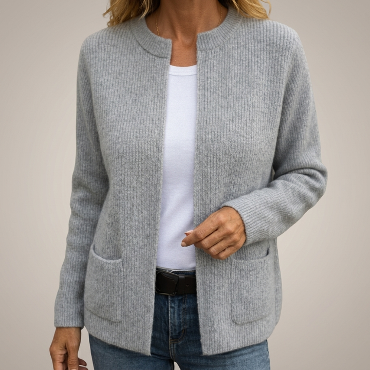 Monika - Cardigan in maglia morbida con zip frontale