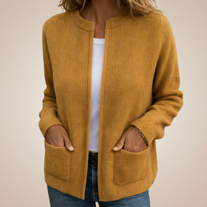 Monika - Cardigan in maglia morbida con zip frontale
