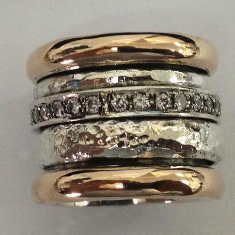 Dicker Vintage-Ring in Gold und Silber