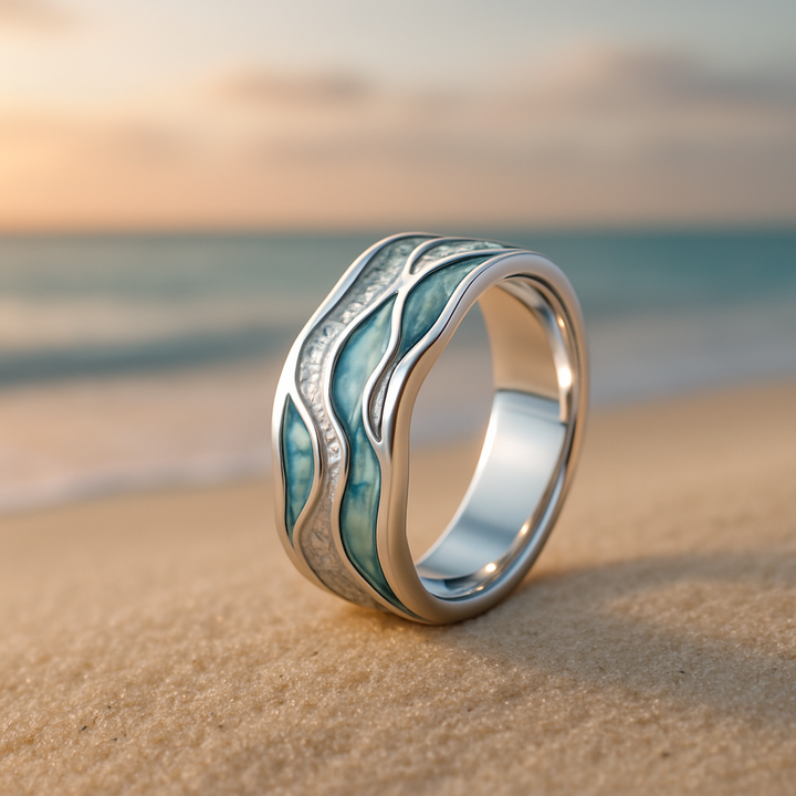Anello con onde turchesi in argento