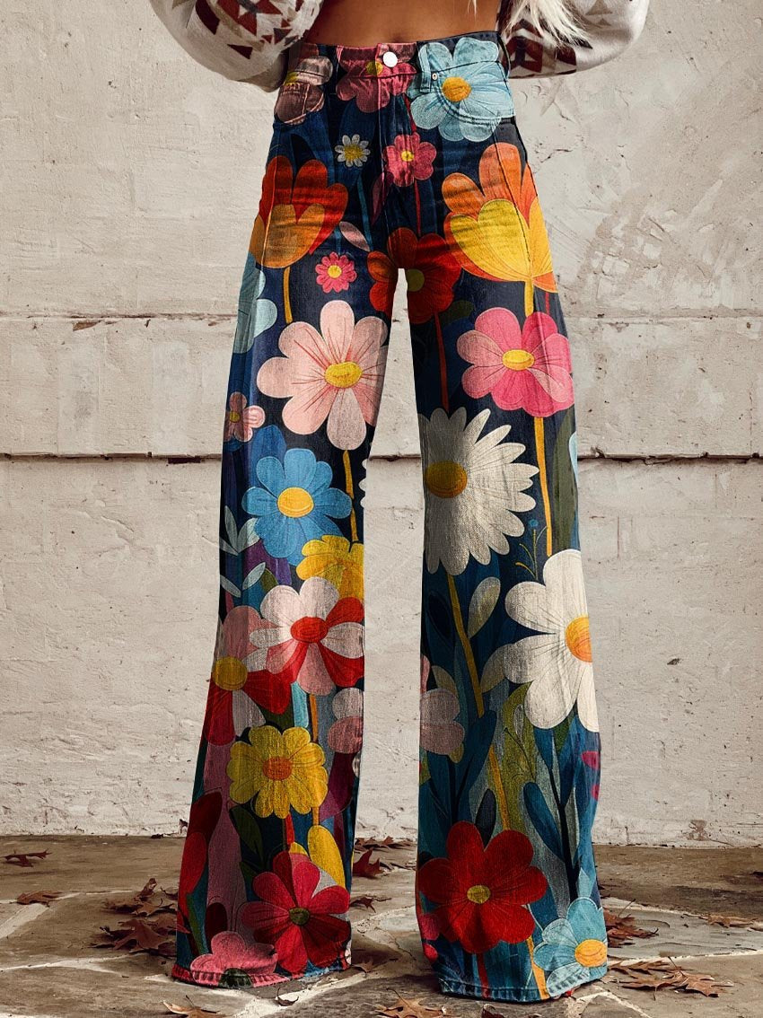 Léna - Pantaloni ampi a fiori