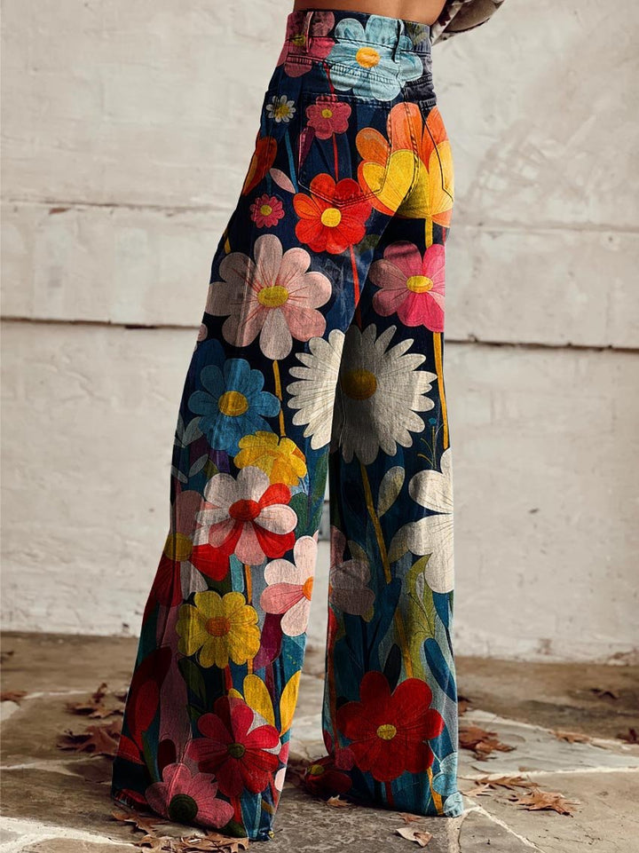Léna - Pantaloni ampi a fiori