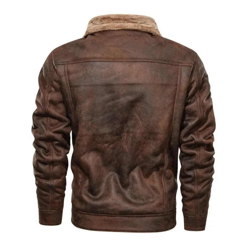 Elegante warme Fleece-Lederjacke