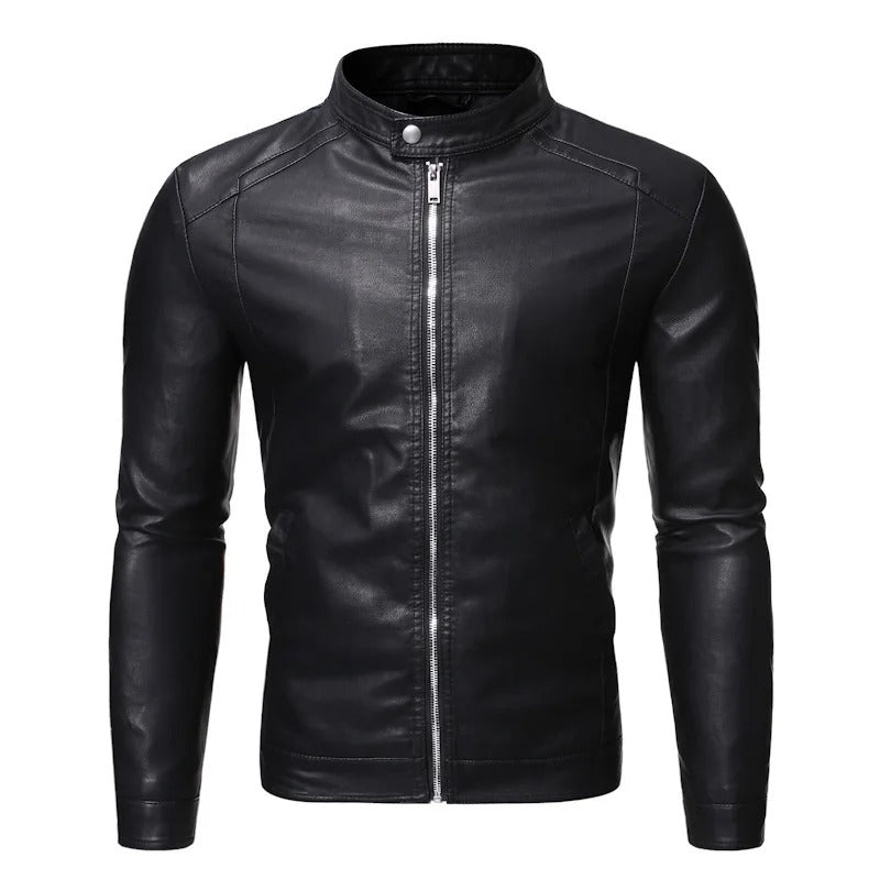 Lederjacke mit Stehkragen