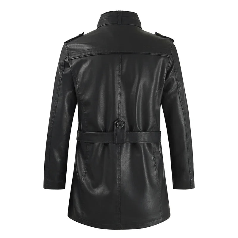 Élégante veste de biker longue en cuir
