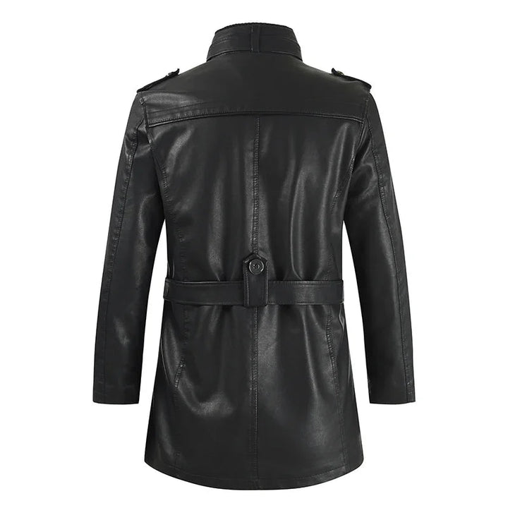Élégante veste de biker longue en cuir