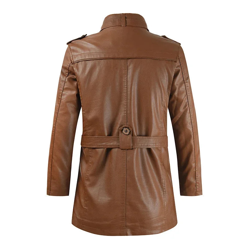 Élégante veste de biker longue en cuir