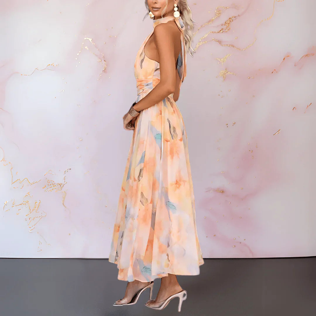 ESTHER | HALTERNECK WASSERFARBENDRUCKKLEID