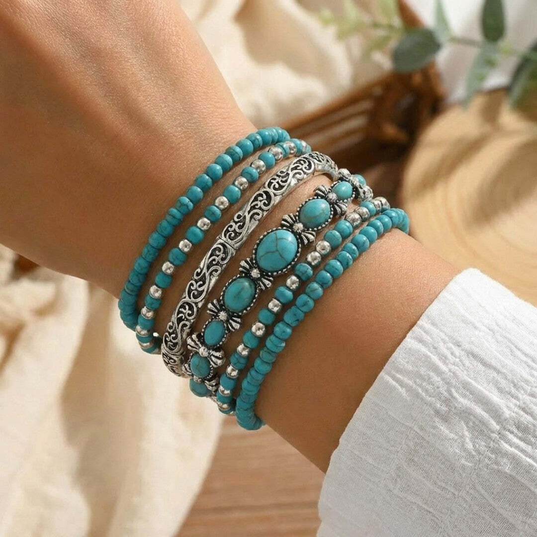 Mirella™ - Collezione di braccialetti boho con perle turchesi