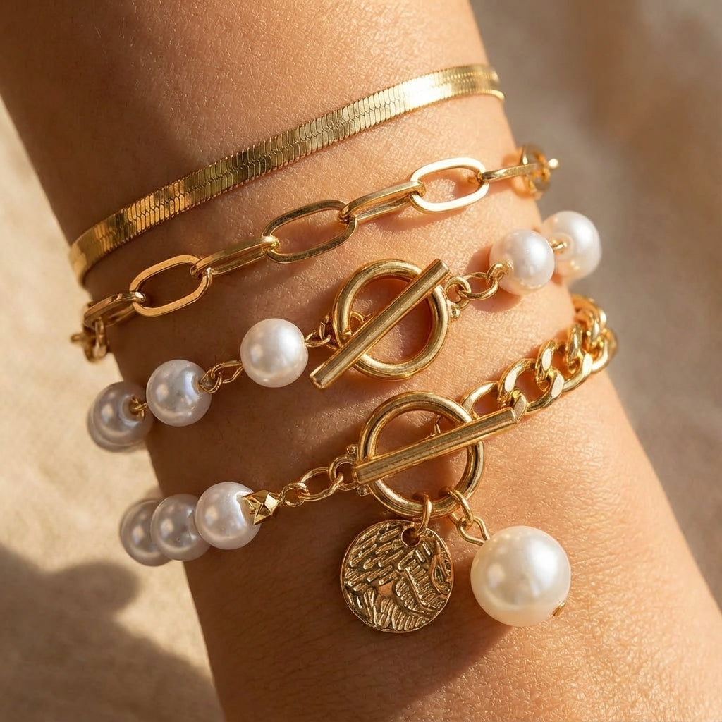 Set di bracciali di perle di lusso