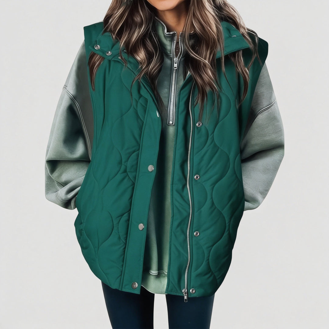 OLIVIA | Gilet matelassé décontracté et oversize pour femme avec col montant
