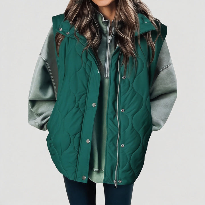 OLIVIA | Gilet matelassé décontracté et oversize pour femme avec col montant