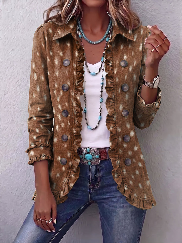 Nicolasa | Veste à motif animalier avec volants