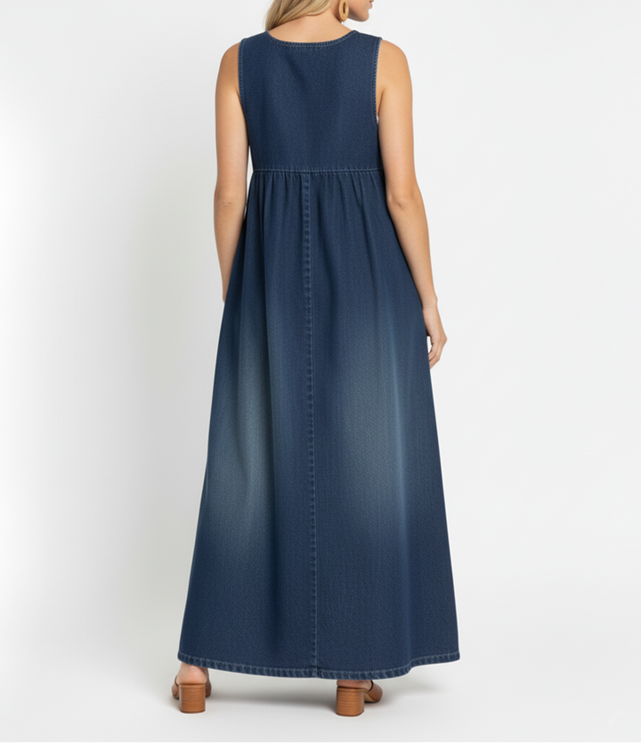 Karen | Vestito lungo in denim vintage con un morbido tocco di cotone