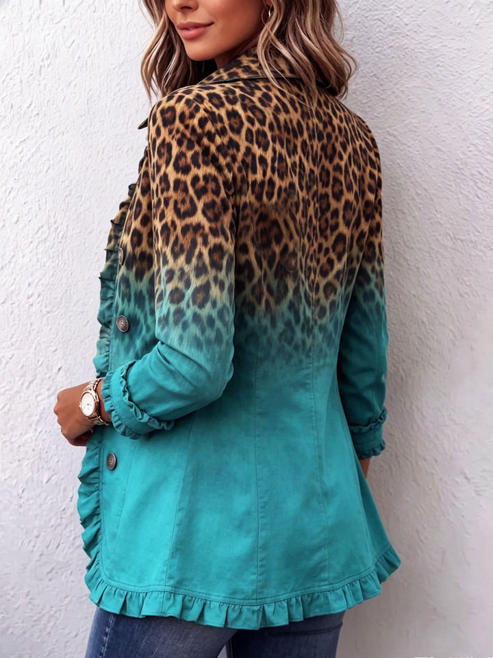 Mercedes | Giacca blazer con motivo leopardato e volant