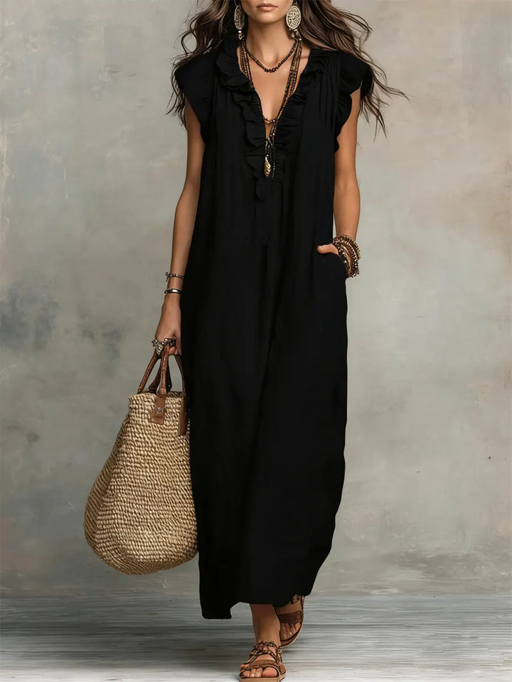 Chiara | Robe longue style bohème avec décolleté en V