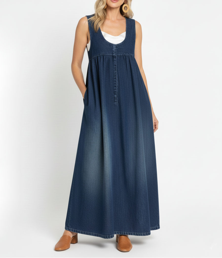 Karen | Vestito lungo in denim vintage con un morbido tocco di cotone